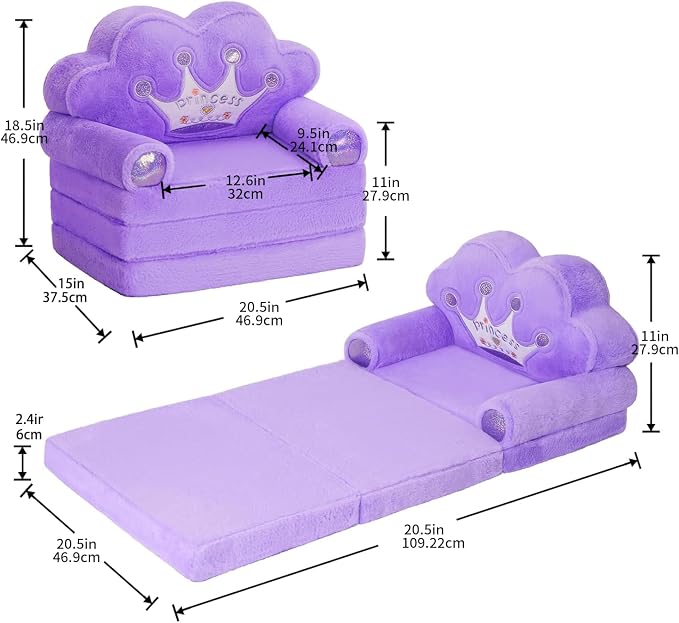 MOONBEEKI Toddler Chair Comfy，Foldable Princess Couch - Image 3