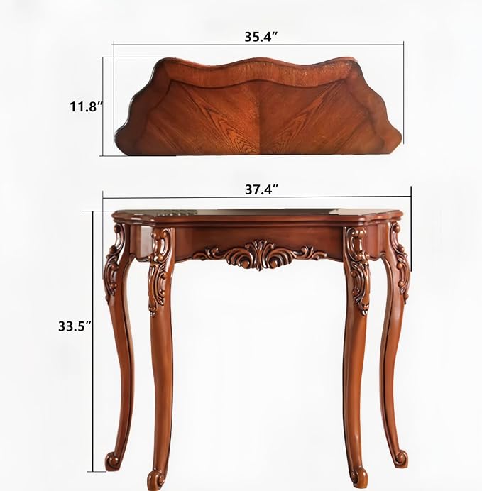 Solid Wood Console Traditional Decorative Furniture Tables, Half Moon Sofa Table - Image 2