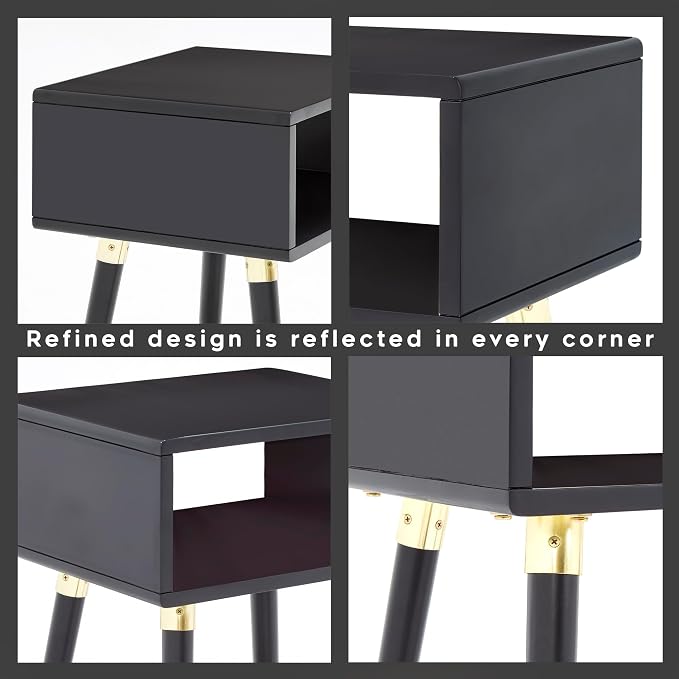Bme Dinkee Solid Wood Nightstand, Fully Assembled, Without Drawer - Image 5
