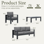 LayinSun Outdoor Aluminum Furniture Set, 4 Pieces Patio Sectional Conversation - Image 7