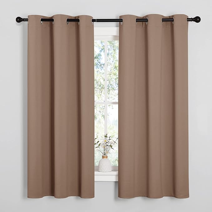 NICETOWN Cappuccino Small Window Kitchen Blackout Curtains, Thermal Insulated by NICETOWN