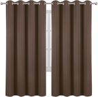 Blackout Curtains 66 x 72 Inch Long Chocolate Curtains Set of 2 Panels Room - Image 2