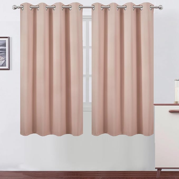 Blush Blackout Curtains 66 x 63 Inch Length/Set of 2 Curtain Panels/Thermal by Lemomo