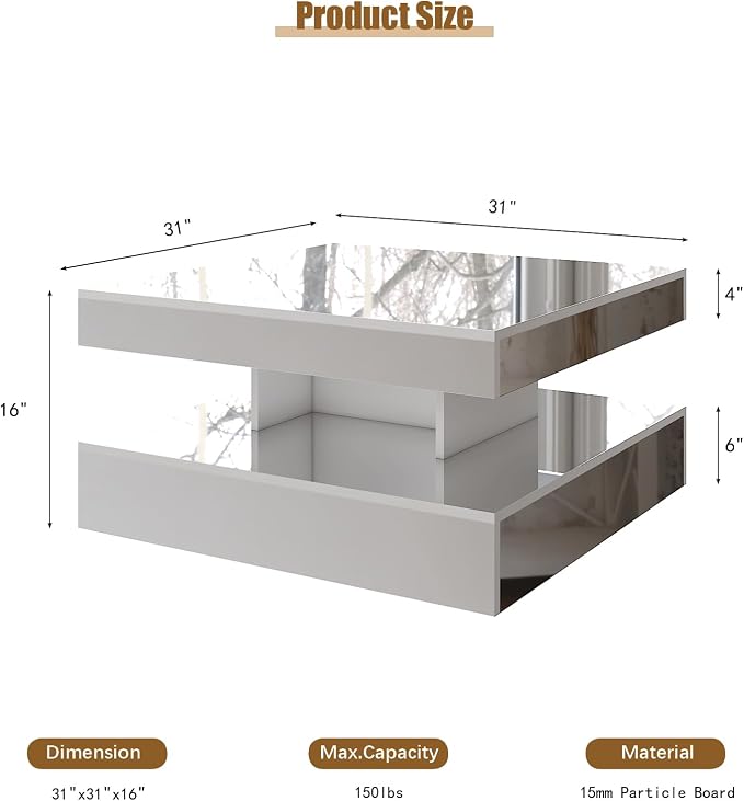 HedoAjim LED Coffee Table with Lights - Image 2