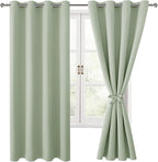 Blackout Curtains for Bedroom, 52 x 63 Inches Length, Seafoam Green | Thermal by Hiasan