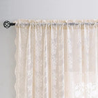 YJ YANJUN Vintage Lace Curtains 72 inchLength Romantic Flowers Sheer Pink Lacy - Image 3