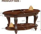 LKTART 42" Vintage Oval Coffee Table - Image 3