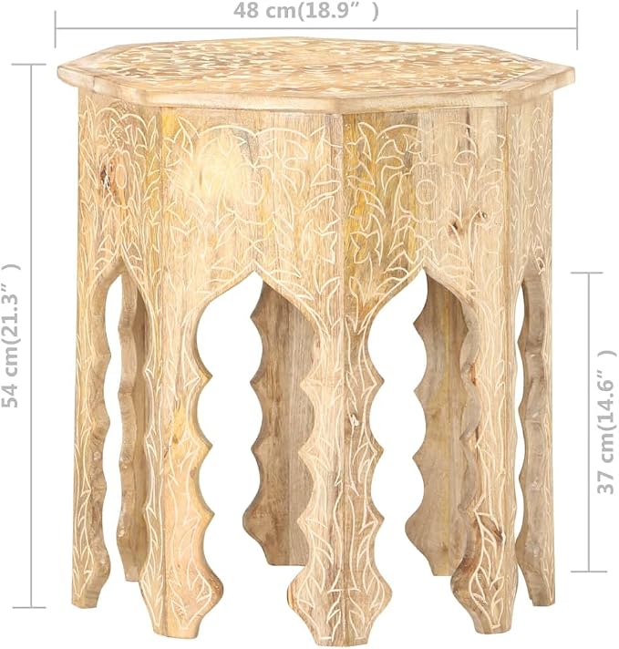 vidaXL Bohemian-Style Side Table in Solid Mango Wood - Image 2