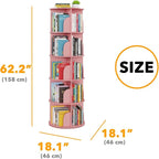 SpaceAid 5 Tier Rotating Bookshelf Tower, Spinning Bookcase Lazy Susan - Image 2