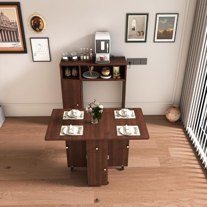 Wall-Mounted Folding Dining Set, Smart Sideboard by Unknown