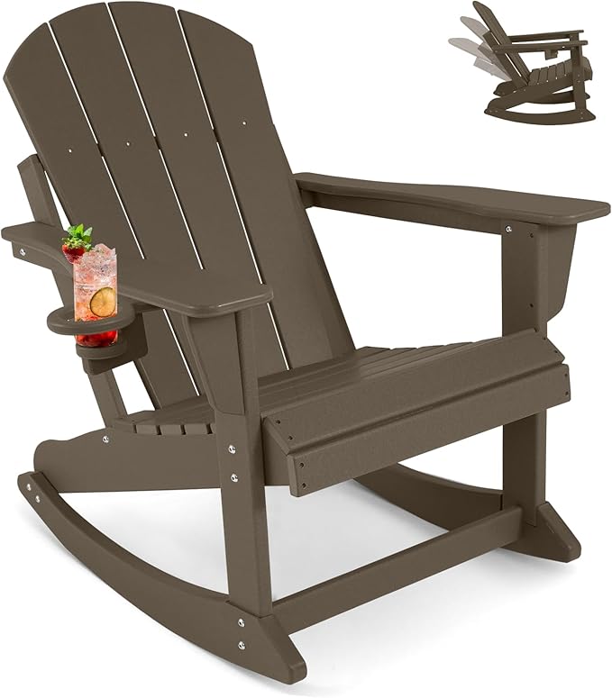 Outdoor Rocking Chairs Set of 2, HDPE Poly All-Weather Patio Rocking Chairs by ABCPATIO