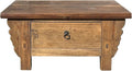 Chinese Vintage Rustic Wood Brown Drawer Low Kang Table Display Stand AJK242 by ORIENTLIVING
