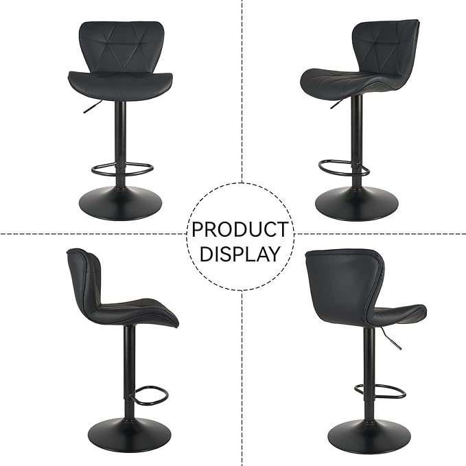 Nalupatio Modern Bar Stools Set of 2, Adjustable Faux Leather Upholstered - Image 5