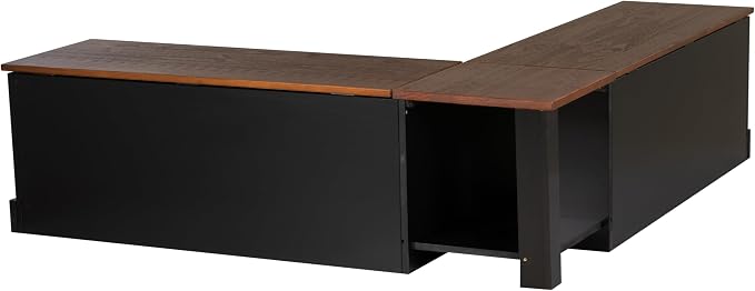 Linon Harris Black and Walnut Backless Kitchen Dining Nook - Image 11