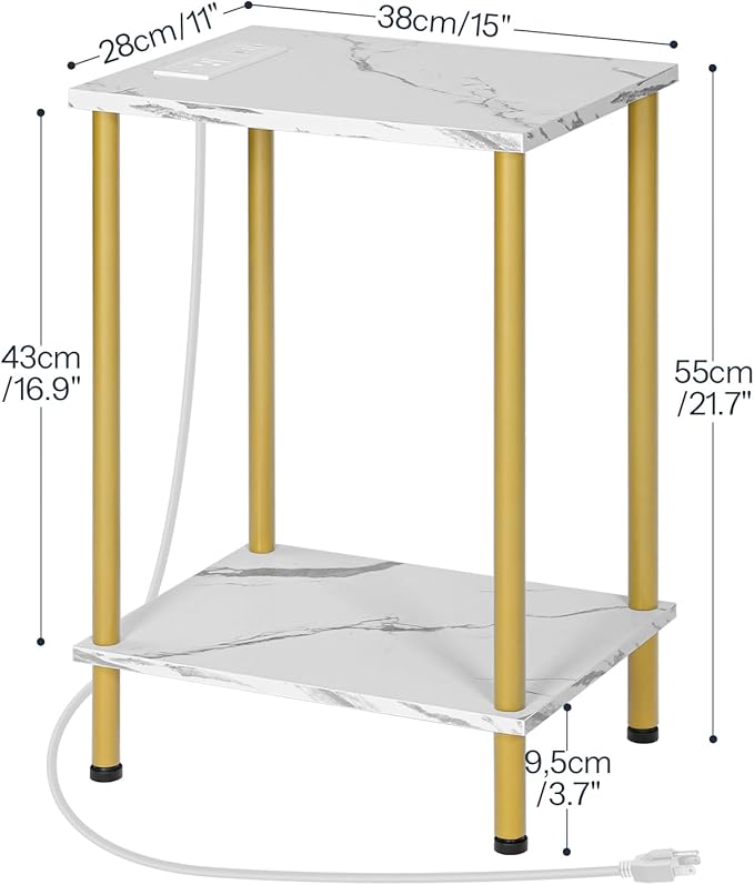 HOOBRO Side Table with Charging Station, End Table with USB Port and Outlet - Image 3