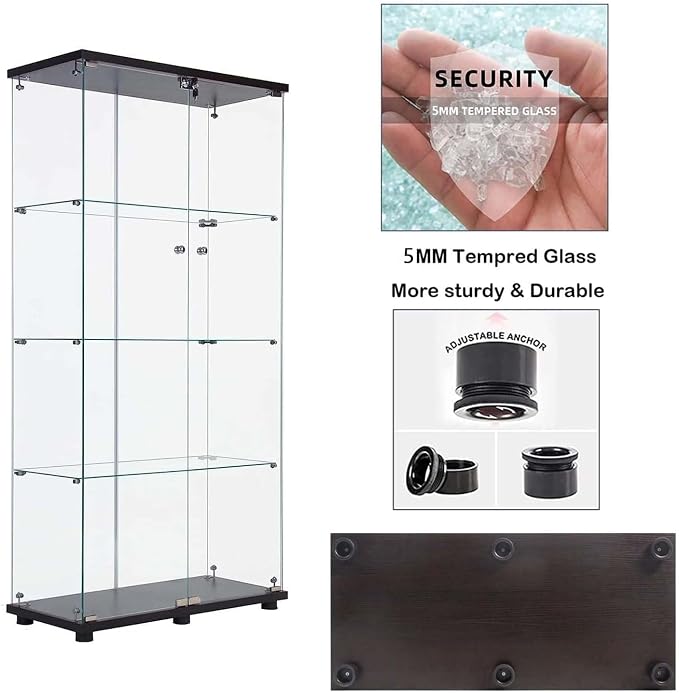 APRILSOUL Glass Display Cabinet 4-Shelf - Image 4