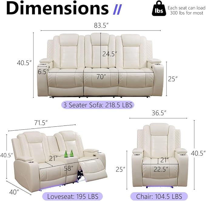 Leather Power Recliner Sofa Set - Image 2