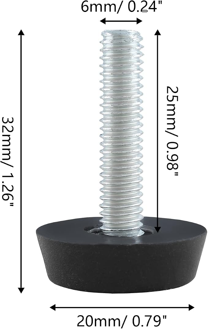 Zorfeter 30 Pcs Screw in Threaded Furniture Adjustable Levelers, M6 Leveling - Image 4