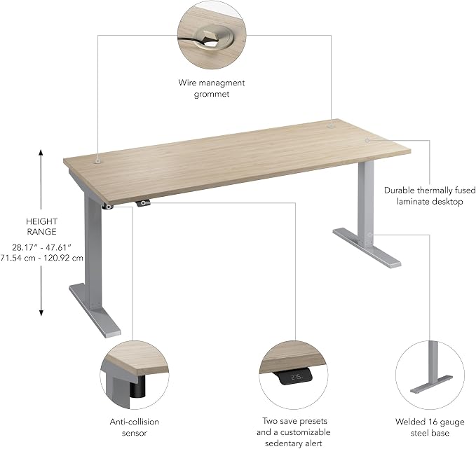Bush Business Furniture 72-inch Electric Height Adjustable Standing Desk - Image 7