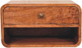 Furniture Solid Wood Curved Honey Caramel Wall Mounted Bedside by Unknown