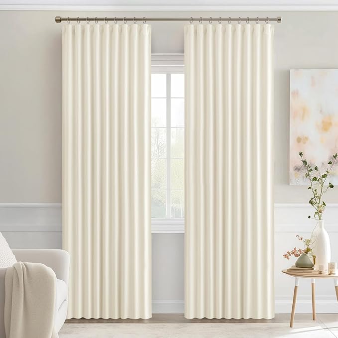 MIULEE Birch Back Tab Blackout Curtains 52x72 Inches Long 2 Panels Set | Rod - Image 9