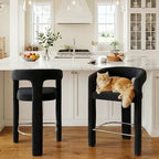 HNY 26 Inch Modern Tall Barrel Bar Stool, Velvet Upholstered Barstool - Image 7