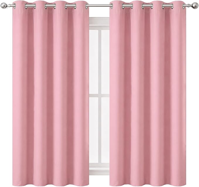 Pink Blackout Curtains/52 x 45 Inch Length Kids Curtains/Set of 2 Panels - Image 2