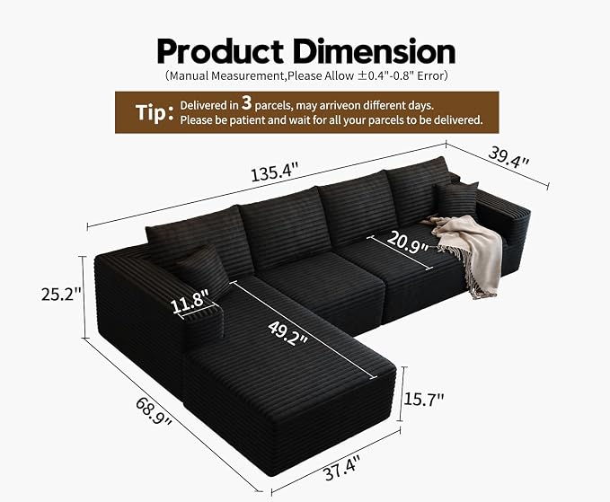 135.4" Cloud Modular Sectional Sofa Couch - Image 2
