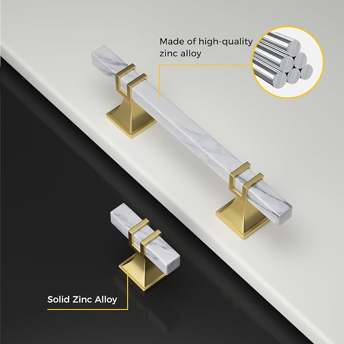 Rergy Cabinet Handles Marble Drawer Pulls and Knobs, T-Bar Hardware - Image 4