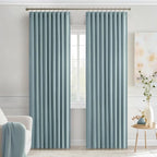 MIULEE Slate Blue Back Tab Blackout Curtains 52x90 Inch Long 2 Panels Set | Rod - Image 9