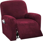 H.VERSAILTEX Velvet Stretch Recliner Couch Covers 4-Pieces Style Recliner Chair by HVERSAILTEX