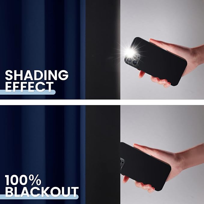 SimpleHome Navy Blue 100% Blackout Curtains Room Darkening Living Room 63 | - Image 4