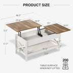Lift Top Coffee Table with Storage, Small Coffee Table with Hidden Compartment - Image 3