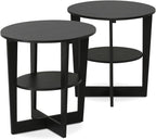 Furinno JAYA Side Table Set of 2, 2-Tier Round Modern End Table - Image 6