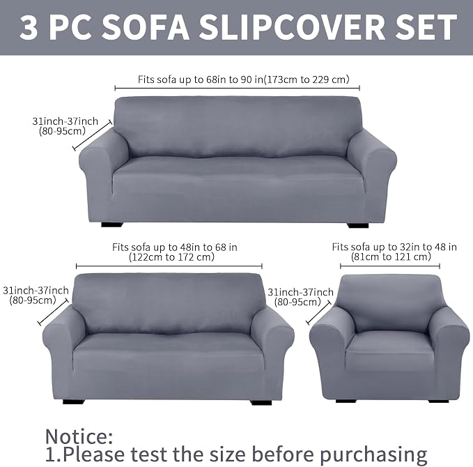 Peryiter 3 Pcs Couch and Loveseat Covers Set Sofa Cover - Image 2