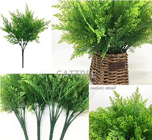 CATTREE Artificial Ferns Shrubs Bushes, Faux Plastic Plants Fern Leaves Fake Persian Grass Wedding Indoor Outdoor Home Garden Verandah Kitchen Office Table Centerpieces Arrangements Decoration 4 Pack - Image 5
