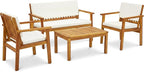 Devoko Patio Furniture 4 Piece Acacia Wood Outdoor Conversation Sofa Set - Image 7
