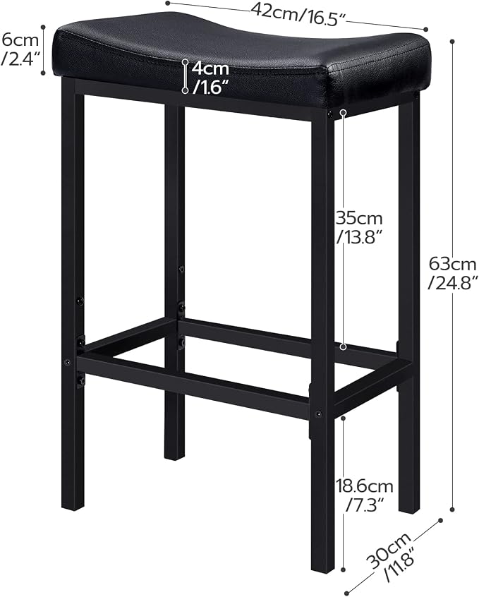 HOOBRO Bar Stools, Counter Height Stools, Saddle Barstools - Image 3