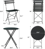 Bistro Table and Chairs Set of 2, 3 Piece Outdoor/Indoor Folding Patio Bistro - Image 4