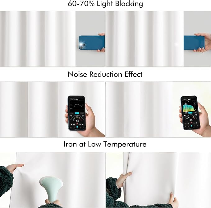 MIULEE Pure White Back Tab Blackout Curtains 52x72 Inches Long 2 Panels Set | - Image 5