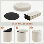 CAROLMADE Round Storage Ottoman, Velvet Folding Footrest Stool - Image 8