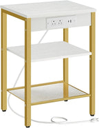 HOOBRO Side Table with Charging Station and USB Port, Small End Table by HOOBRO