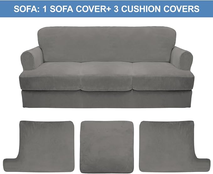 CUCRAF Cushion Sofa Cover 4 Piece Slipcovers, Soft Thick Velvet Couch Cover - Image 5