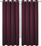Blackout Curtains 66 x 95 inch/Burgundy Red Curtains Set of 2 Panels/Thermal - Image 2