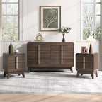 JOINICE Mid Century Modern Bedroom Set, 6 Drawer Dresser and Nightstand Sets by Joinice