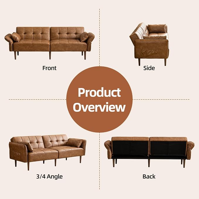 HALLYBEE 85” Futon Sofa Bed, Sleeper Sofa, Small Couch - Image 8