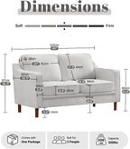 Kingfun 56" Chenille Sofa, Loveseat Couch, Mid Century Modern Love Seat Couches - Image 2