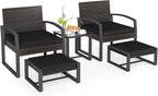 Tangkula 5 Pieces Wicker Patio Conversation Set, Outdoor PE Rattan Chair by TANGKULA