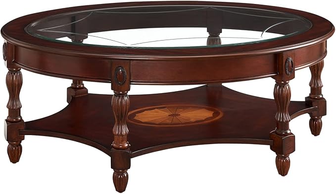 Traditional Solid Wood Oval Coffee Table, Elegant Center Table by BAXMUY