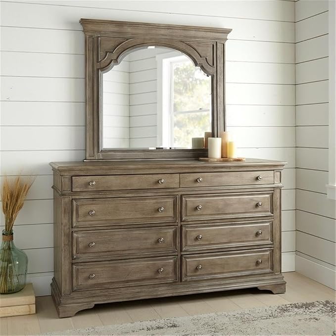 Pemberly Row Solid Wood Queen Panel Bed, Driftwood Gray Finish, Upholstered - Image 8